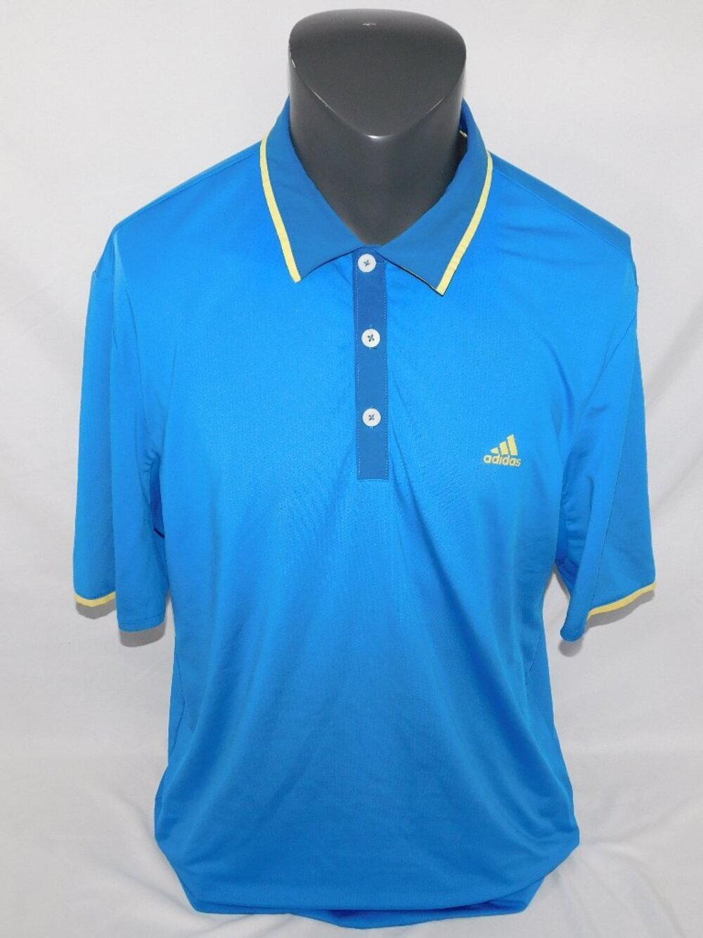 Adidas Climacool Blue Yellow Golf Polo Shirt Short Sleeve Mens M